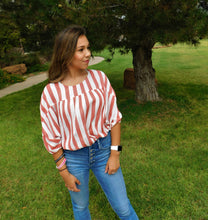 Red and White Large Striped Top