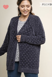 Plus Size Charcoal Chenille Cardigan