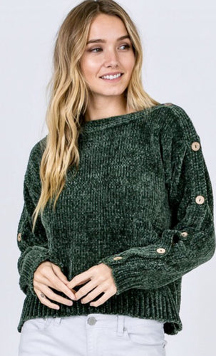 Olive Green Button Detail Sweater