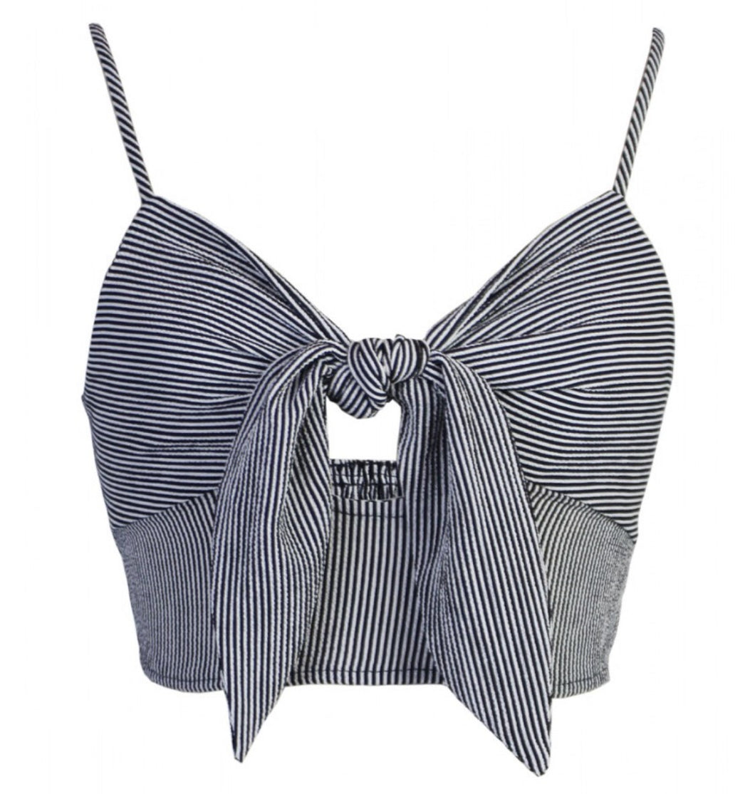 Stripe Bow Front Crop Top