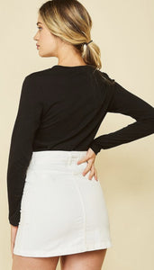 White Front Zip Skirt