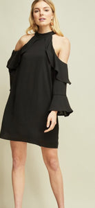 Black Halter Open Shoulder Dress